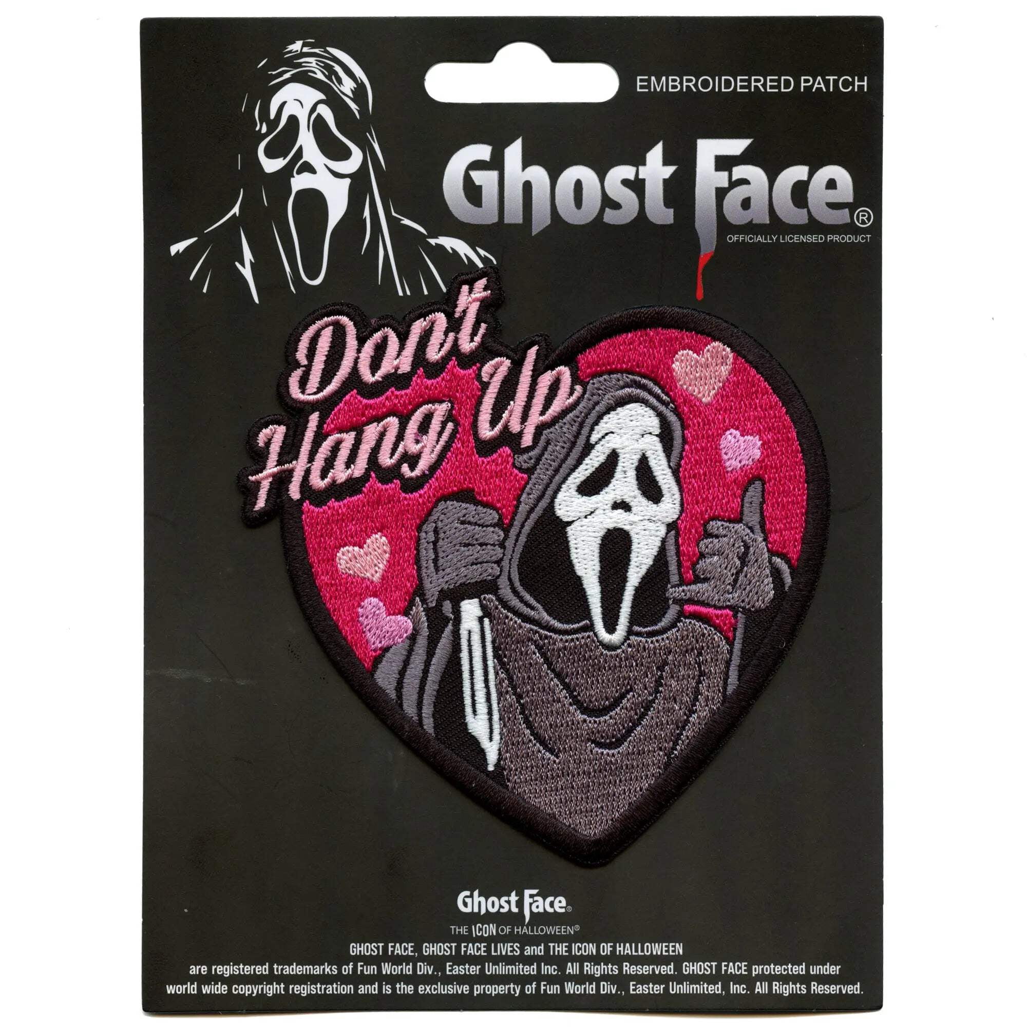 Scream Don't Hang Up Patch Ghost Face Hearts Embroidered Iron On ...
