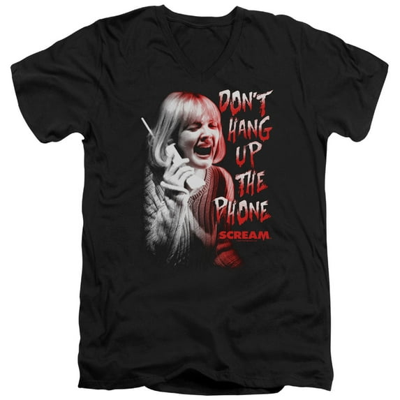 Scream Dont Hang Up Adult V-Neck T-Shirt 30/1 T-Shirt Black