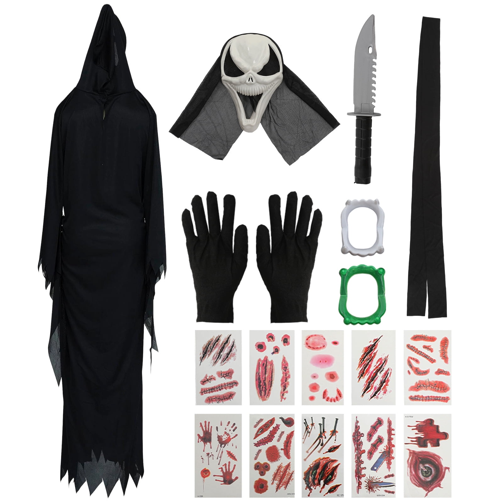 Scream Ghost Face Grim Reaper Costume Complete Set With Hooded Robe ...