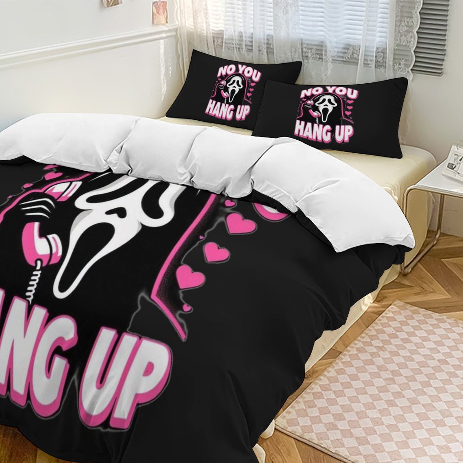 Scream Ghostface 3 Pcs Bed Sheets Set Breathable Duvet Cover with 2 Pillow Sham Soft All Seasons Bedding Set 102"x90"