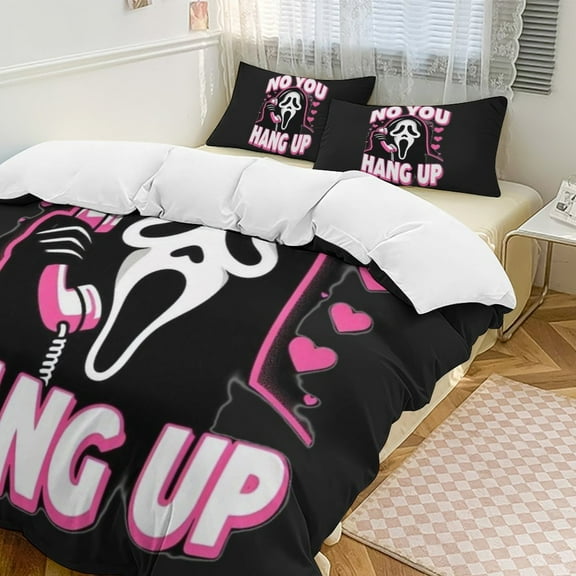 Scream Ghostface 3 Pcs Bed Sheets Set Breathable Duvet Cover with 2 Pillow Sham Soft All Seasons Bedding Set 86"x70"
