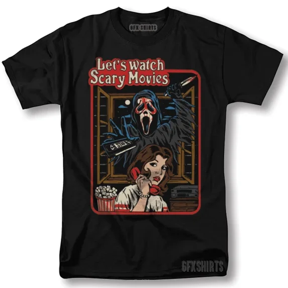 Scream Ghostface 90s Halloween Lets Watch Scary Movies Vintage Graphic T-Shirt