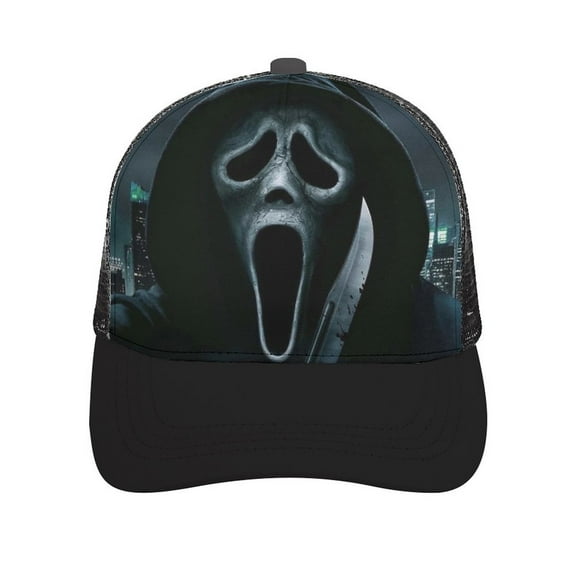 Scream Ghostface Caps Breathable Baseball Cap Dad Hat Adjustable Casual Trucker Caps for Outdoor Running Workouts