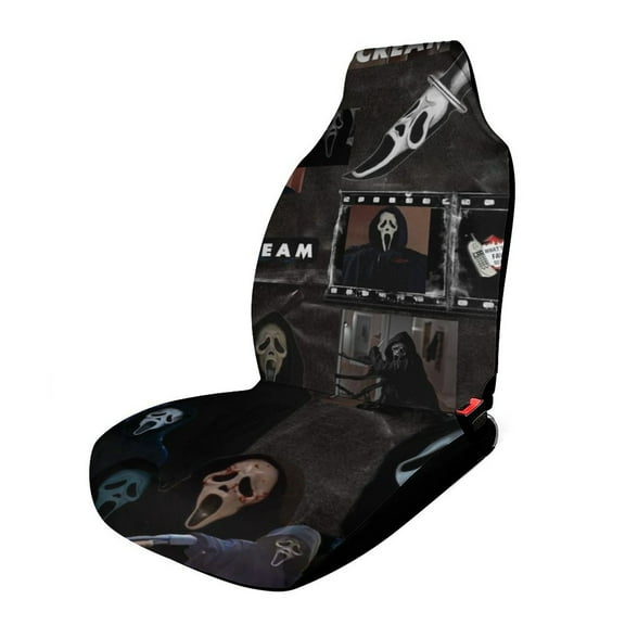 Scream Ghostface Car Seat Covers Nonslip Elastic Front Seat Protector Fashion Prints Seat Mat Cover Universal Fit Cars Trucks SUV 1PCS Car Accessories