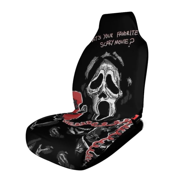 Scream Ghostface Car Seat Covers Nonslip Elastic Front Seat Protector Fashion Prints Seat Mat Cover Universal Fit Cars Trucks SUV 1PCS Car Accessories