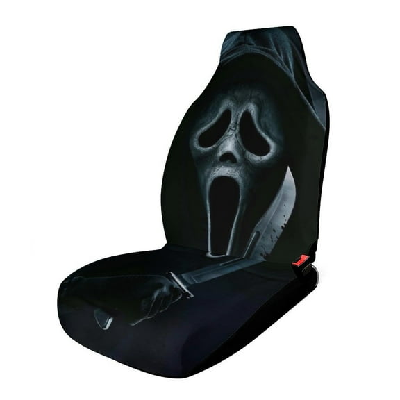 Scream Ghostface Car Seat Covers Nonslip Elastic Front Seat Protector Fashion Prints Seat Mat Cover Universal Fit Cars Trucks SUV 1PCS Car Accessories