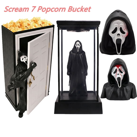 Scream Ghostface Collectible Popcorn Bucket - Scream Character Figurine Plastic Snack Container Horror Fan Gift & Gaming Room Decor