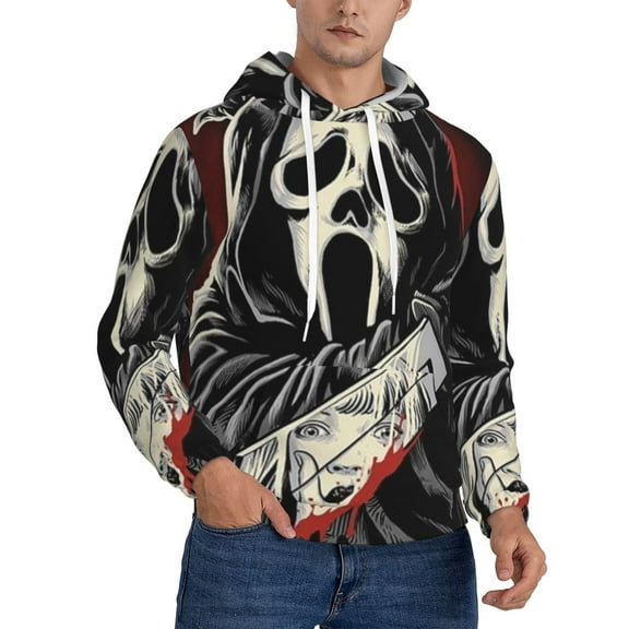 Scream Ghostface Hoodie For Men Women Unisex Hooded Pullover Fleece Sweatshirt Warm Novelty Sweater Top Large