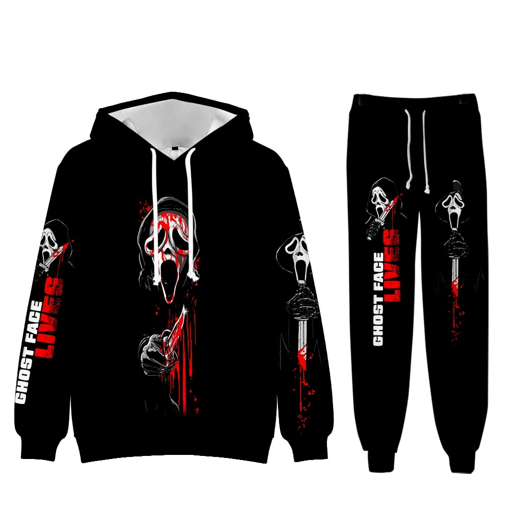 Scream Ghostface Hoodies Set Halloween Merch Print Sweatshirts Winter