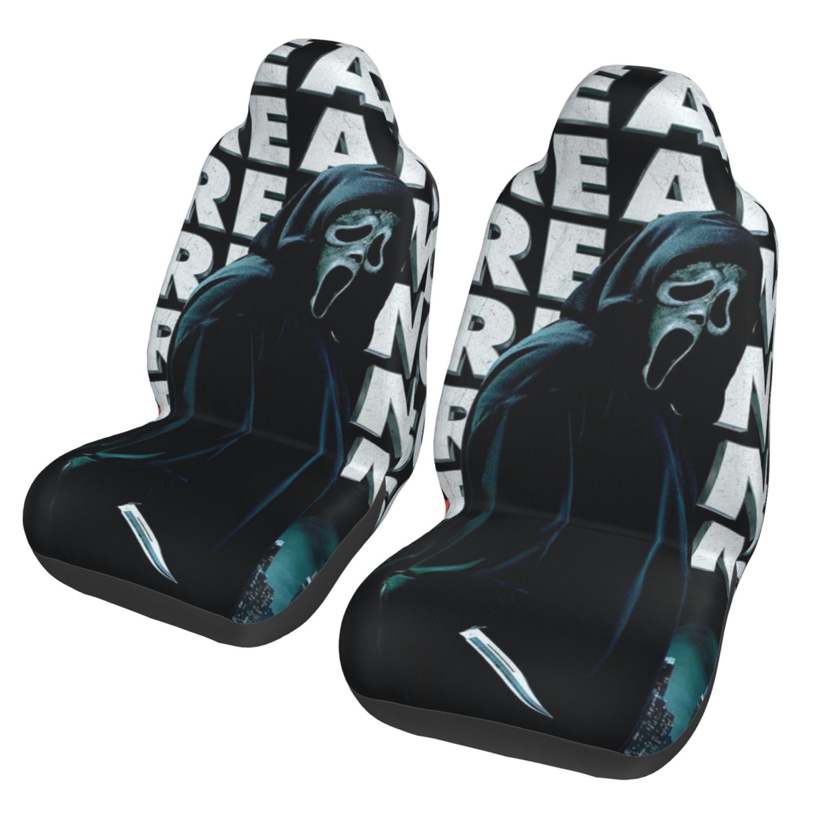 Scream Ghostface Killer Car Seat Covers 2pcs Vehicle Front Seat