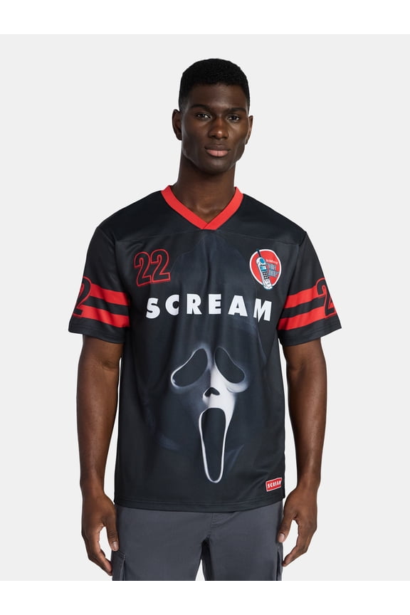 Ghostface Men's and Big Men's Front Back Graphic Soccer Jersey with Short Sleeves, Sizes XS-3XL