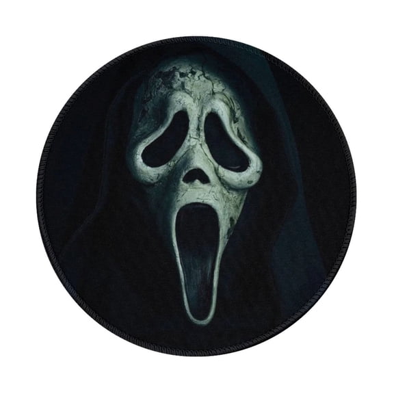 Scream Ghostface Non-Slip Rubber Base Mouse Mat 8 Inch Round Mouse Pad With Stitched Edge For Working And Gaming 1 Pcs