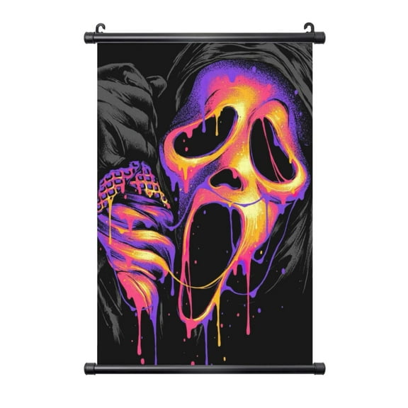 Scream Ghostface Poster Black Plastic Shaft Hanging Posters Wall Hanging Art Painting Decor For Bedroom Home Living Room 16"X24"