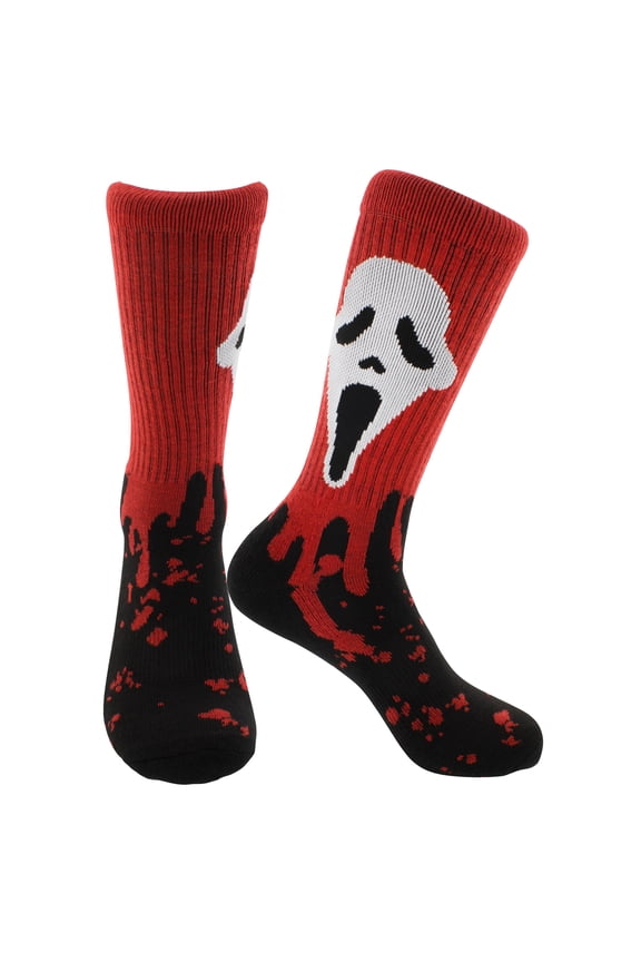 Ghost Face Men's Horror Movie Mask Mid-Calf Crew Socks 1 Pair