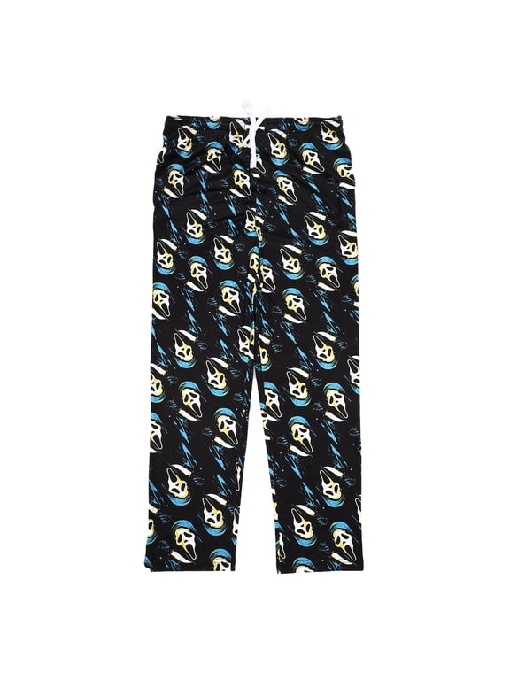 Ghostface Repeat Print Men's Black Sleep Pajama Pants-Large