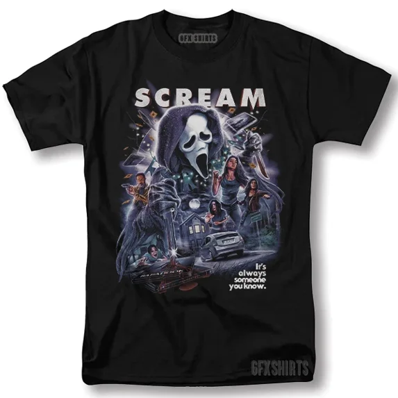 Scream Ghostface Shirt Horror Movie Vintage Graphic Design T-Shirt