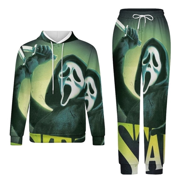 Scream Ghostface Sweatsuit 2 Piece Outfits Warm Hoodie & Sweatpants Tracksuit Sets for Adult Men Women M