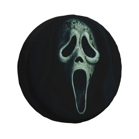 Scream Ghostface Tire Cover Printed Spare Tire Wheel Cover Weatherproof Wheel Protectors 14 Inch