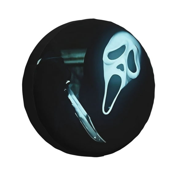 Scream Ghostface Tire Cover Printed Spare Tire Wheel Cover Weatherproof Wheel Protectors 14 Inch