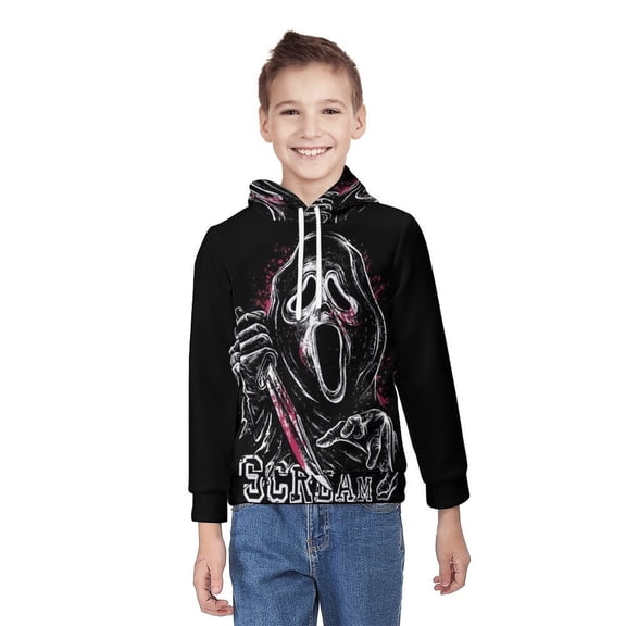 Scream Ghostface Unisex Sweater Boys Girls Sweatshirt 3D Printed Pullover Hoodies Casual Hooded Sweatshirt Jacket L