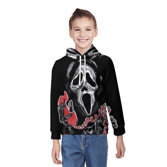 Scream Ghostface Unisex Sweater Boys Girls Sweatshirt 3D Printed Pullover Hoodies Casual Hooded Sweatshirt Jacket XL