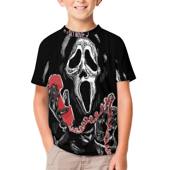 Scream Ghostface Unisex T-Shirt for Boys Girls Short Sleeve Sports Top Breathable Blouse 3D Prints Tee Shirts Casual Children Clothing 140CM
