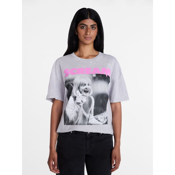 Scream Women's Halloween Graphic Tee with Short Sleeves, Sizes XXS-XXL