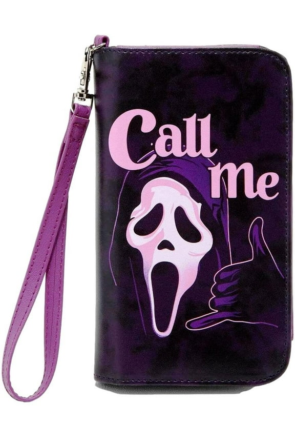 Scream Horror Ghost Face Call Me Snap Close Wallet With Strap