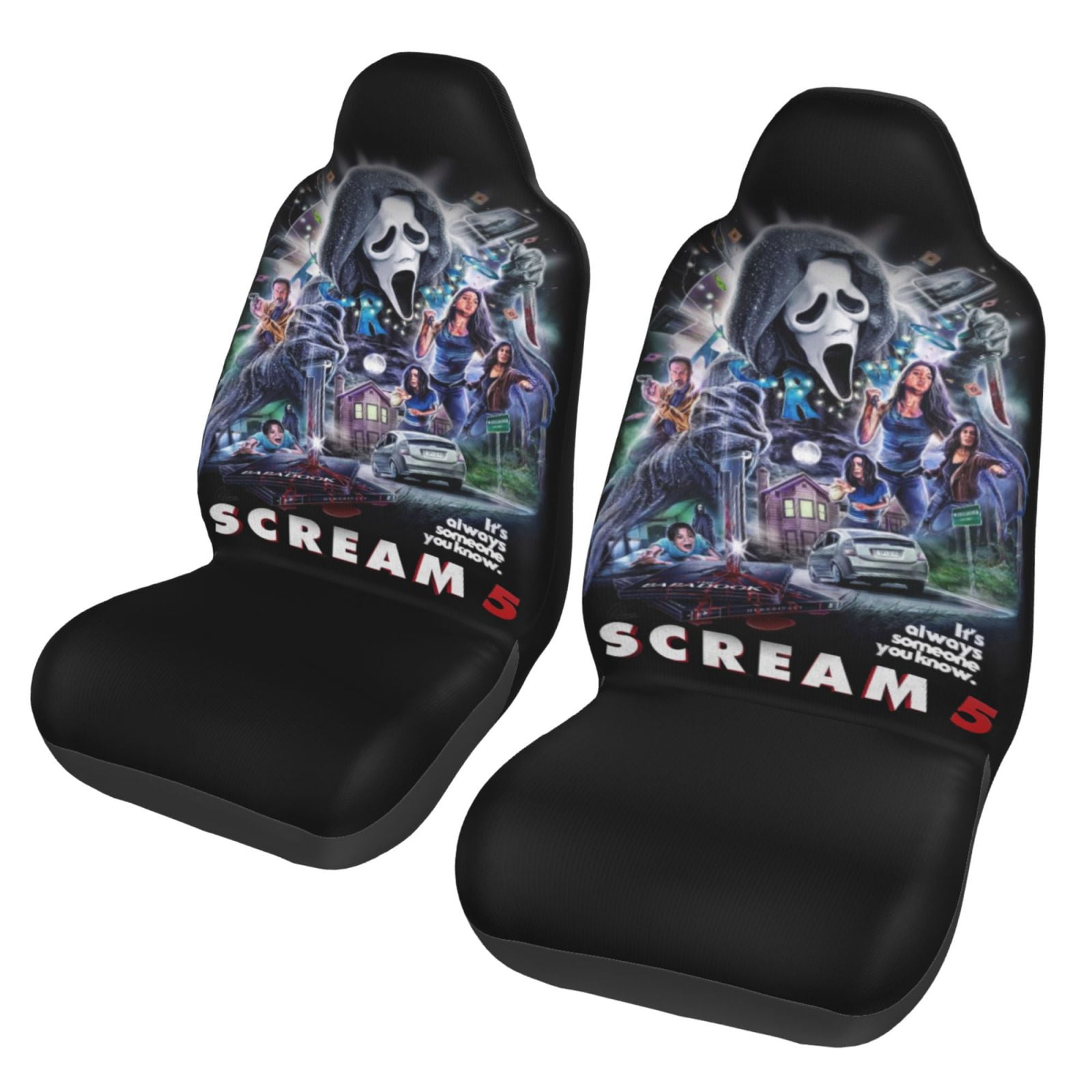 Scream Horror Ghostface Killer Car Seat Covers 2pcs Vehicle Front Seat