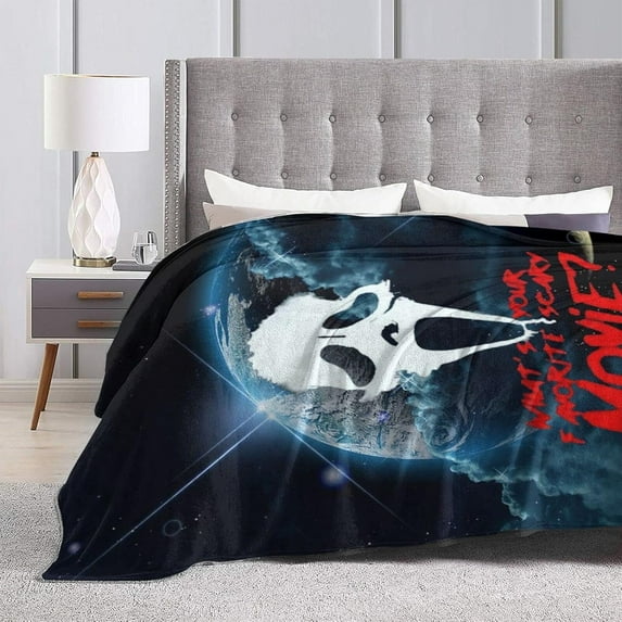 Scream Horror Movie Blanket,Throw Blanket,Lightweight Soft Blankets, for Bed Couch Chair Travel Bedroom 60 inch X50 inch, Black