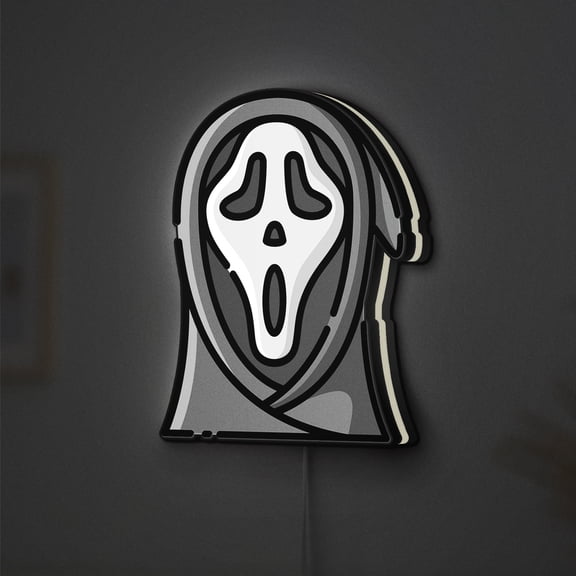 Scream Mask LED Lightbox - Halloween Party Scary Horror Decor, Custom Led Sign for Home Office Shop Decor (Width 8 inch, 20cm)