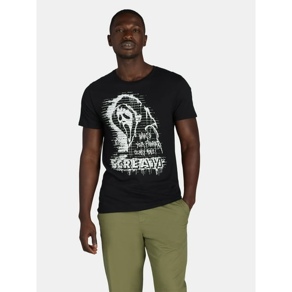 Scream Men’s and Big Men's Ghostface Graphic Cotton Tee with Short Sleeves, Sizes S-3XL