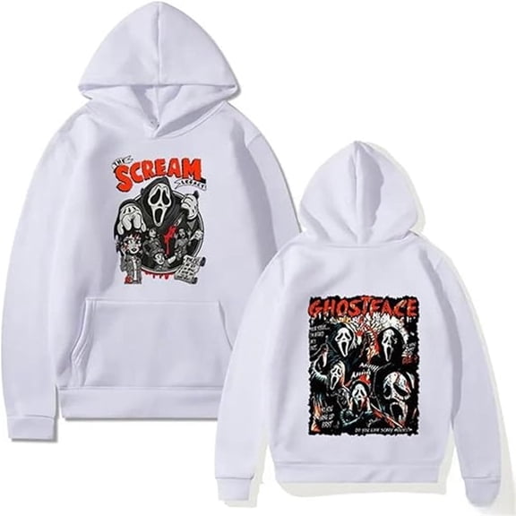 Scream Merch Ghostface Hoodie - Unisex Drawstring Pullover with Pocket Long-Sleeve Casual Sweatshirt
