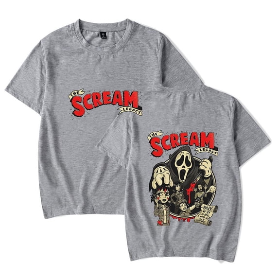 Scream Merch T-shirt Cartoon Print Casual Halloween Style Round Neck Short Sleeves