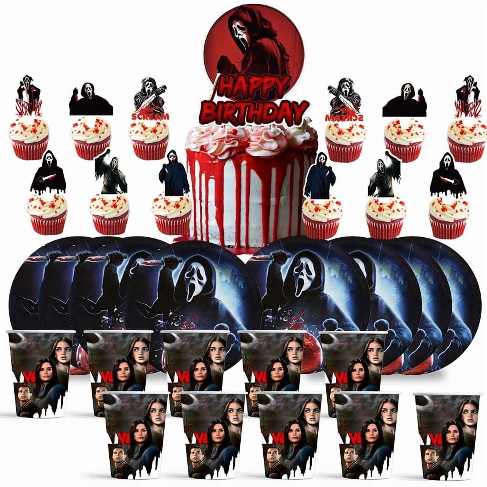 Scream Ramo Toppers Scream Movie Birthday Cups Party Supplies Plates Fans Decorations Cake ...