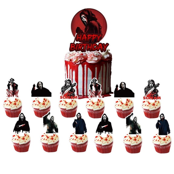 Scream Movie Cake Topper Cupcake Set Party Supplies Decoration Birthday Decor Kit