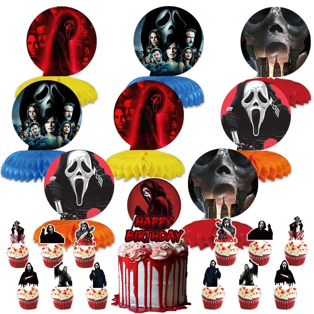 Scream Ramo Toppers Scream Movie Party Decor Supplies Honeycomb Centerpieces&Table Toppers ...