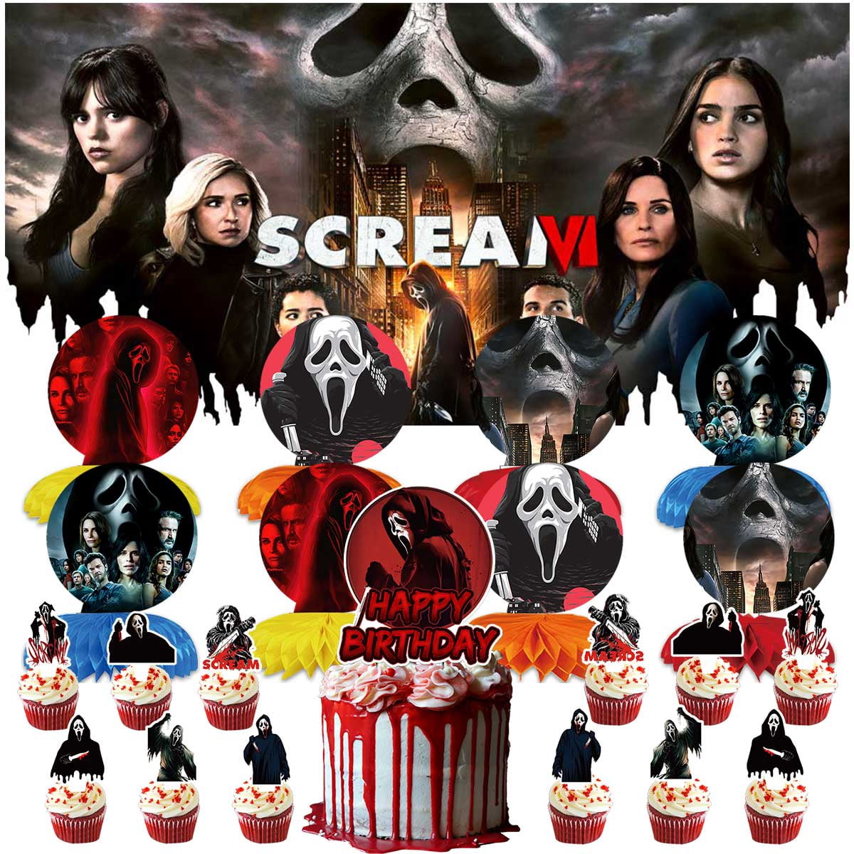 Scream Movie Party Decorations Banner Decor Supplies Honeycomb ...
