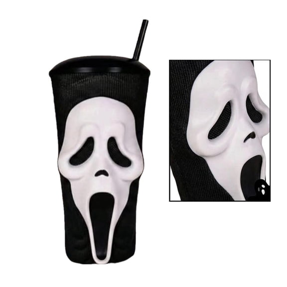 Scream Theme Drink Cup with Ghostface Character Design Reusable Tumbler for Movie Nights Horror Theme Decor