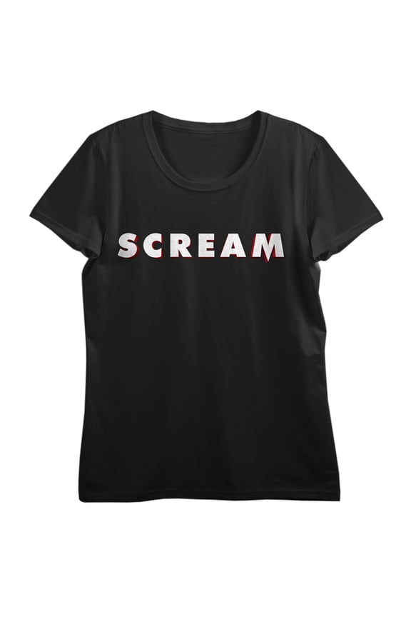 Scream Title Logo Women's Black Short Sleeve Crew Neck Tee-M