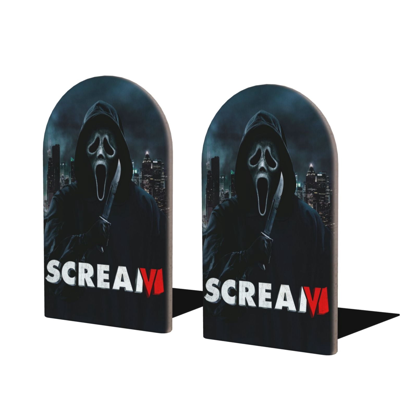 Scream Library Case Scream VI Ghostface Bookends Wood Book Divider Shelves Non-Skid Book ...