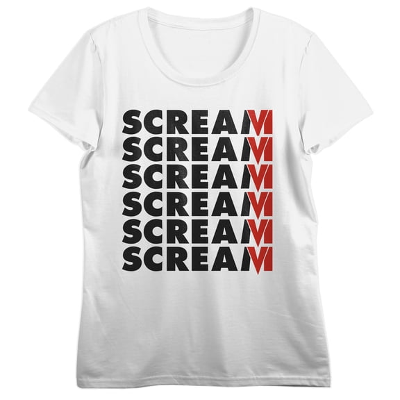 Scream VI Repeating Title Logo Women's White Short Sleeve Tee-XXL