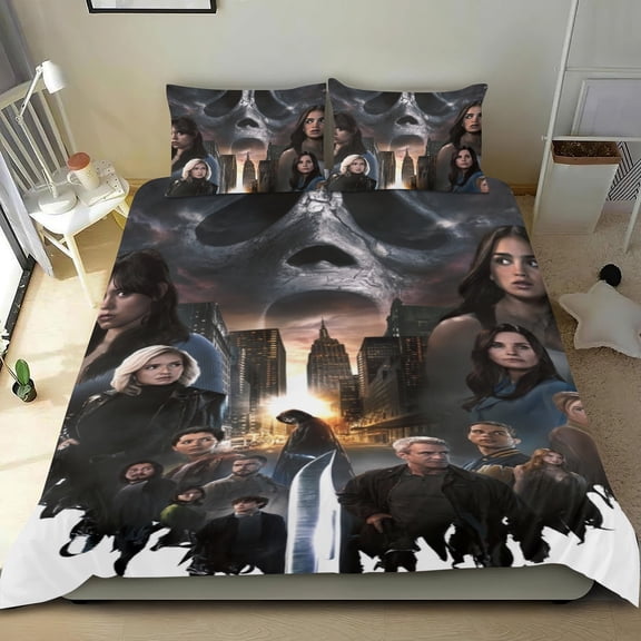 Scream VI Themed Bed Sheet Set Three Piece Set 68x86 In ches Comfortable And Skin Friendly Unique Design Creating A Star Gifts For Family Friends fans