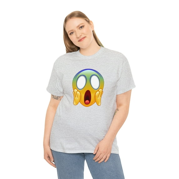 Scream emoji graphic t shirt smiley face t shirt Unisex Heavy Cotton Tee