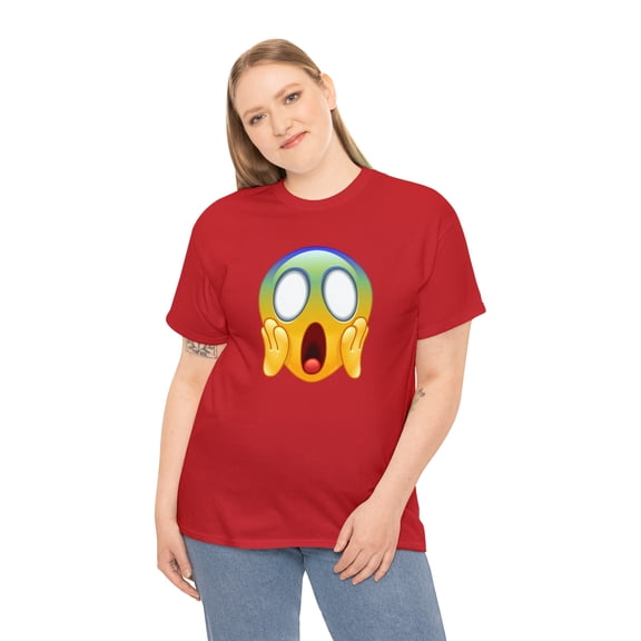 Scream emoji graphic t shirt smiley face t shirt Unisex Heavy Cotton Tee