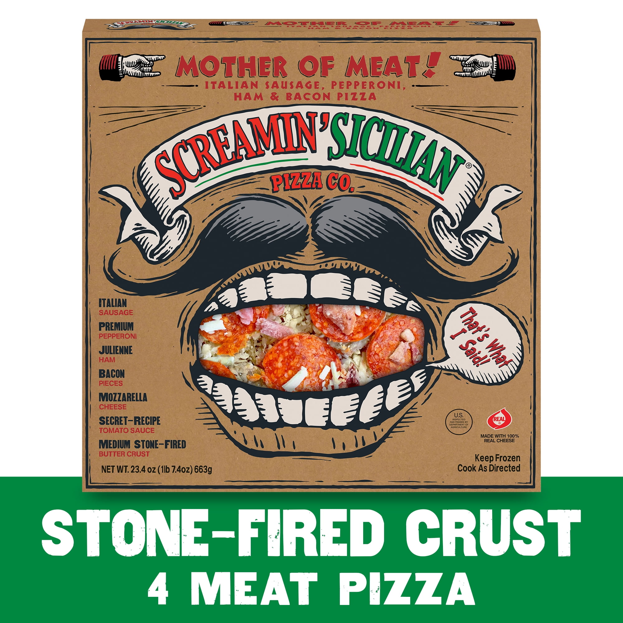 Screamin' Sicilian Original Pizzeria Crust Mother of Meat Frozen Pizza, 23.4 oz