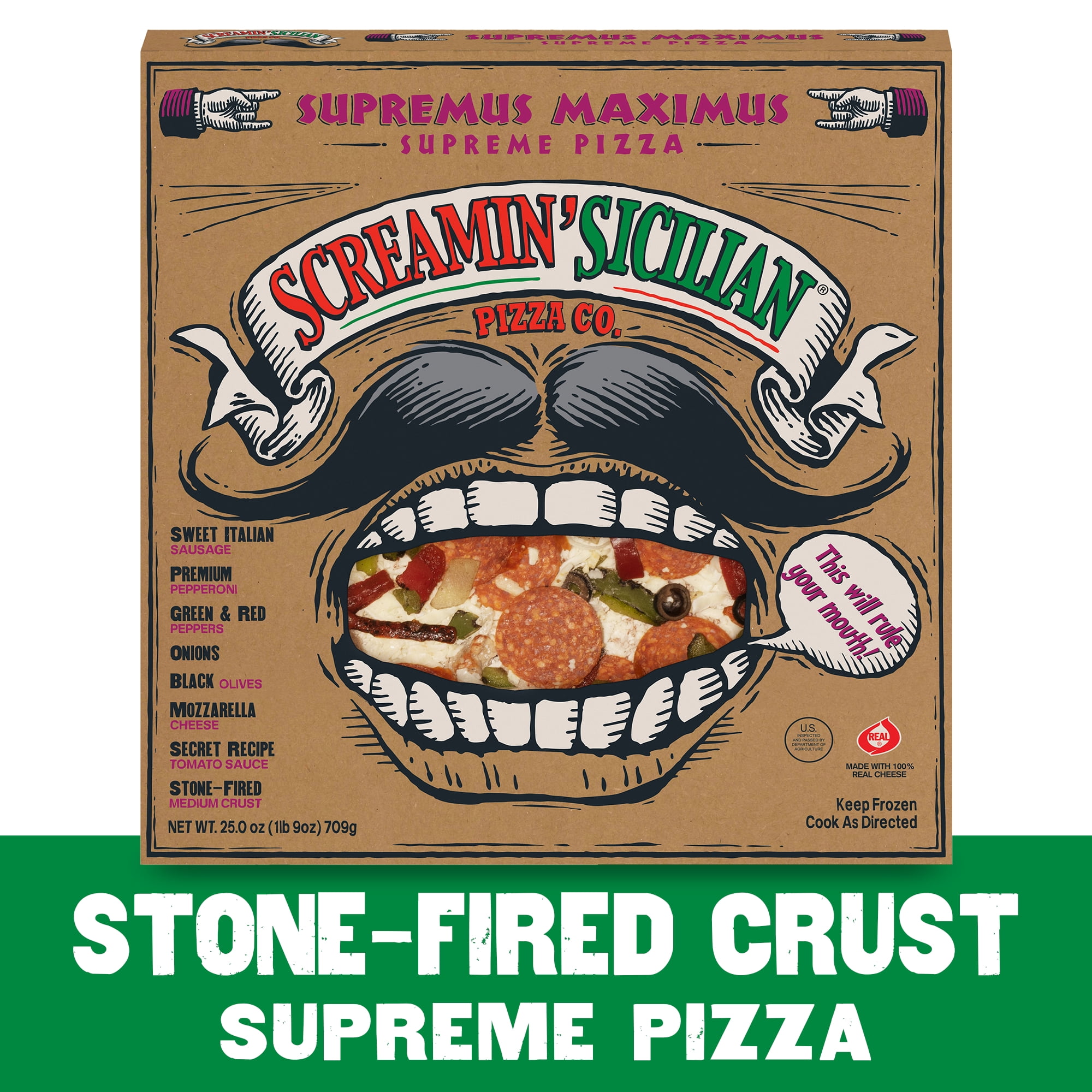 Screamin' Sicilian Original Pizzeria Crust Supremus Maximus Frozen Pizza, 25 oz
