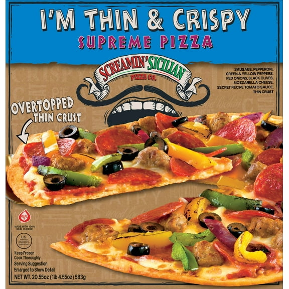 Screamin' Sicilian Thin Crust Supreme Pizza, 20.55 oz (Frozen)