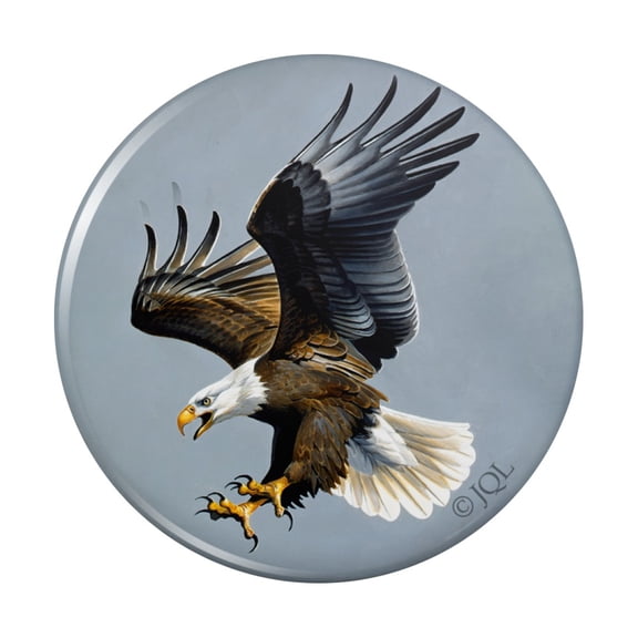 Screaming Bald Eagle Diving Catching Prey Pinback Button Pin