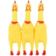 Screaming Chicken Dog Toys,Yellow Rubber Squaking Chicken Toy Novelty and Durable Rubber Chicken for Dogs,Rubber Chickens Value 3 Pack